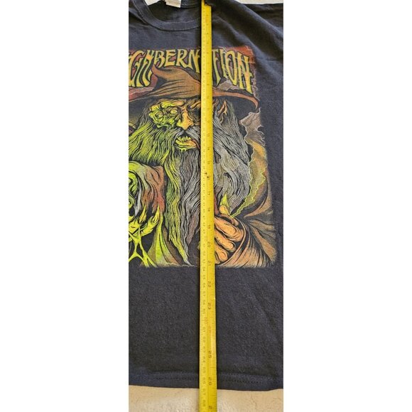 Highbernation Heavy Metal Band Shirt Trippy Smoking Wizard Size M Mens Black - Picture 4 of 8